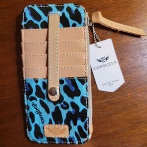 NWT Manufacturer Defect Consuela Card Organizer Holder Gem Turquoise Leopard